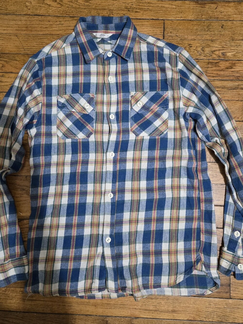 3sixteen M Dark Blue Crosscut Flannel Button Up Shirt Made in USA
